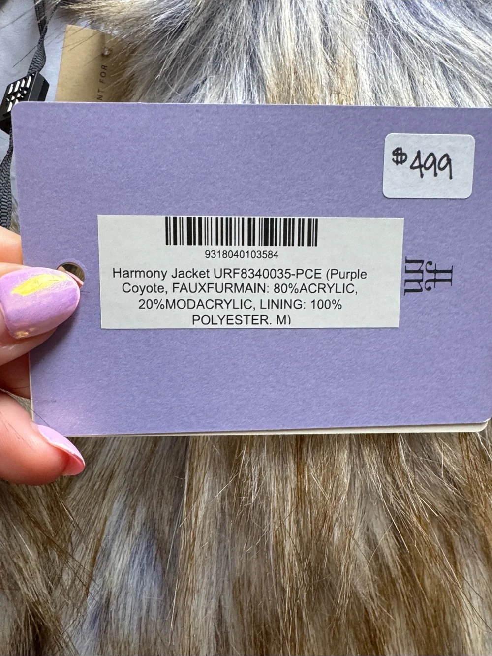 Unreal Fur Taupe and Lavender Faux Fur Cropped Coat - Picture 2 of 5